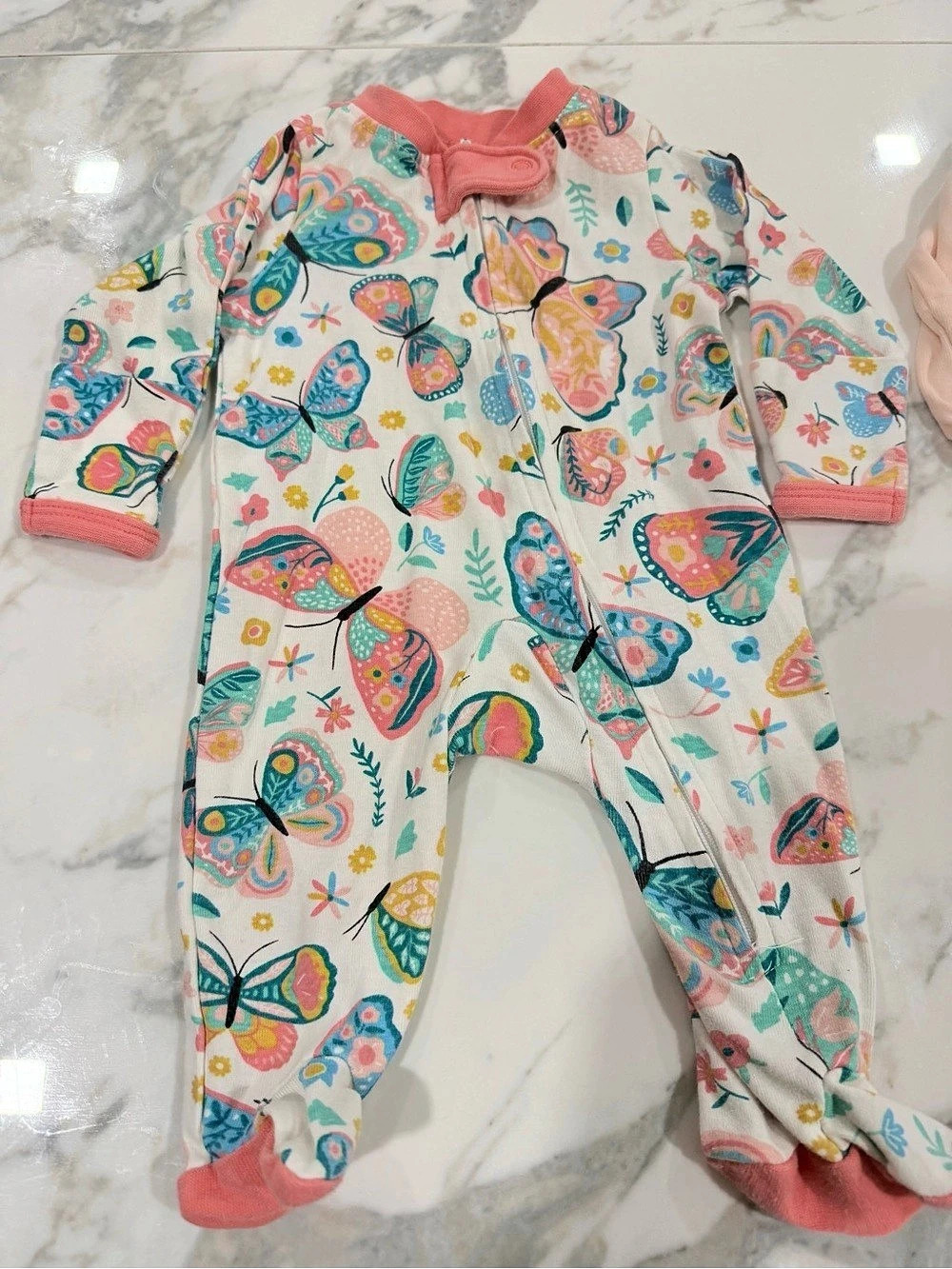 Honest Baby Clothing Organic Cotton Footed Sleeper Bundle Pink & White Baby New